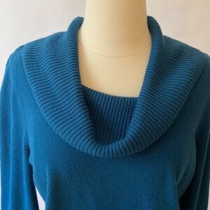Jaclyn Smith Cowl Sweater Dark Teal L #345